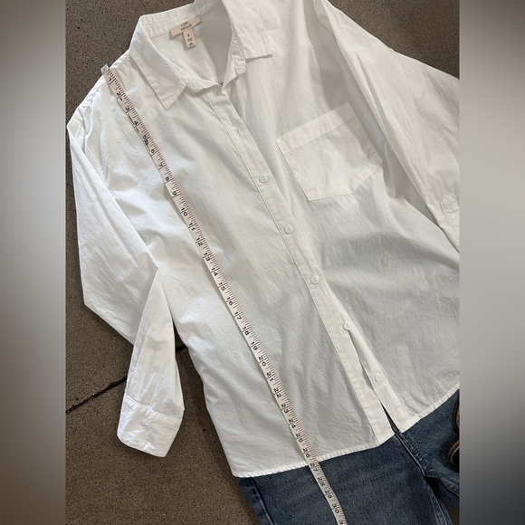 White cotton button up Top - Picture 3 of 8